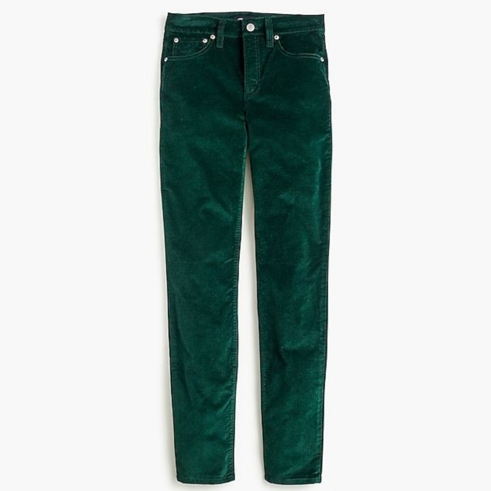 J.Crew 9" High Rise Toothpick Jeans in Velvet Pine Green Size 26